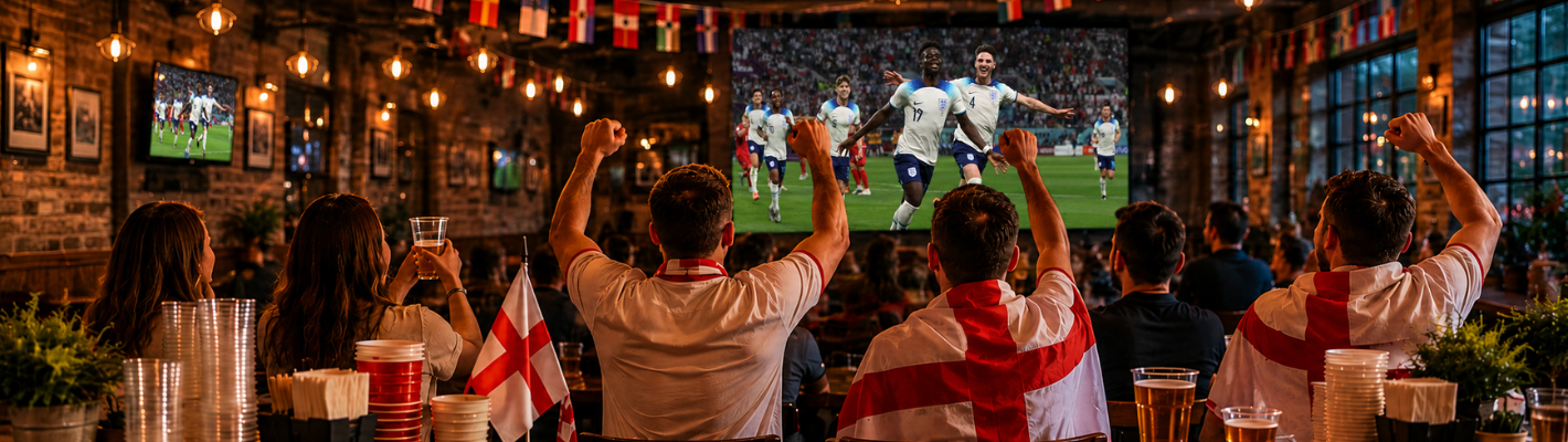 England Fans celebrating watching the world cup